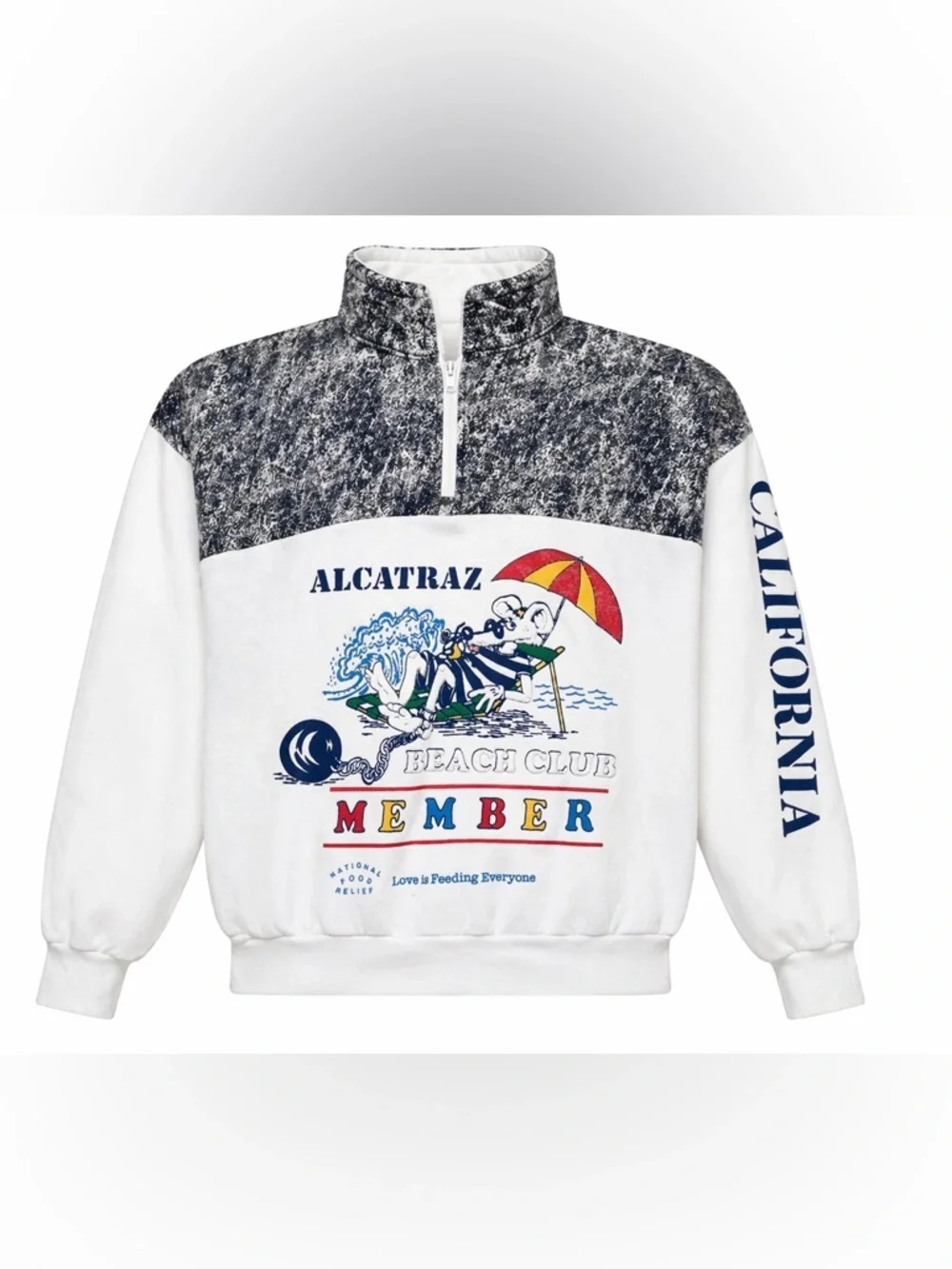 Vintage 90s Alcatraz Beach Pullover - California  -  White Multicolor - Medium